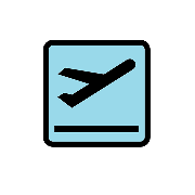 a blue square with a black plane in the middle