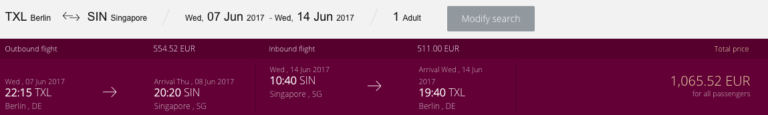 AMAZING DEAL: £894 Qatar Business Class Germany to Singapore return