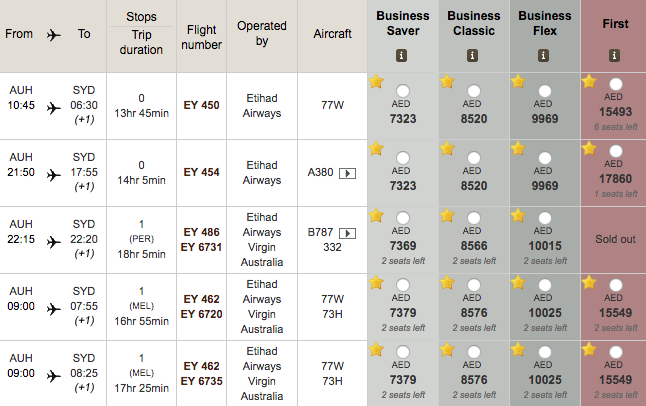 10% off Etihad flights (including first and business class) for Amex holders