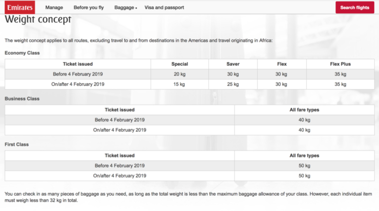 emirates cabin baggage size allowance