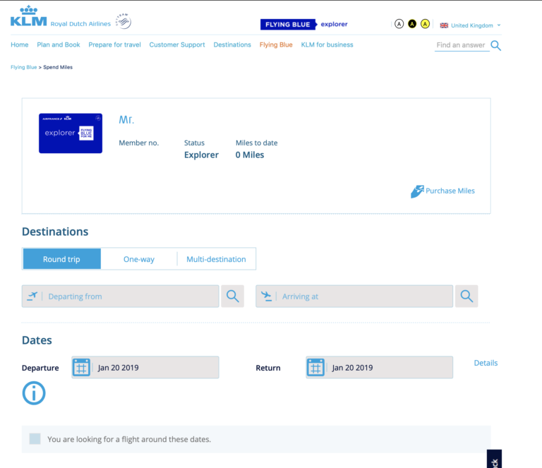 KLM just disabled Reward Flight searches for Flying Blue members with 0 balance.