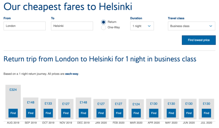 Good London Tier Point Run Fares: Helsinki, reverse or nested tickets possible, £247 – £1.54/TP. Other routes possible.