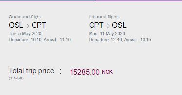 Oslo to Africa in Business Class with Qatar Airways starting from €1,507/£1,284