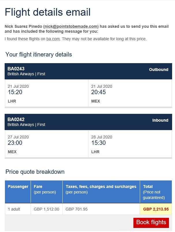 London to North America in First Class Non-stop with British Airways starting from £1,962/$2,569