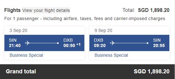 Korea and Singapore to Dubai non-stop Business Class starting from €1,208/SGD$1,898
